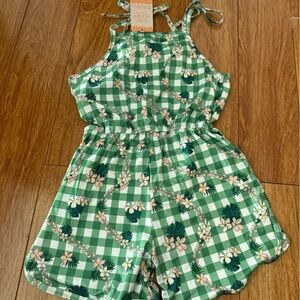 Sweet Sweet Honey Green Gingham Kids romper